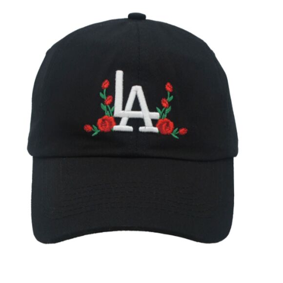 LA Black rose Baseball cap with adjustable Streetwear South City of Angels Y2K - Picture 1 of 15
